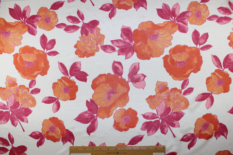 Poppy print silk habotai