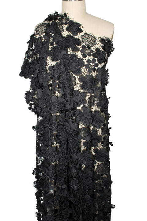 Dimensional Florals Guipure Lace - Black