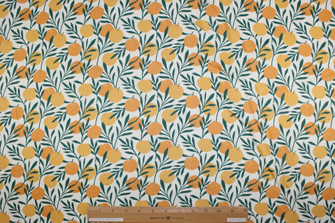 Stretch linen blend broadcloth in a citrus print