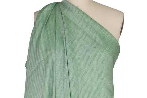 NY Designer Herringbone Linen - Green/White