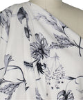 Leaf print linen in grays on white