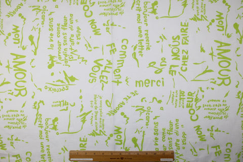 Parlez-vous Français? Mid-weight Linen - Lime on White