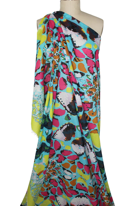 Abstract Double Border Print Handkerchief Linen - Multi Brights