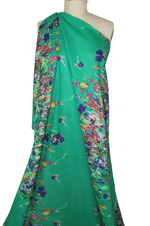 Double border floral handkerchief linen