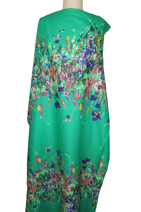 Double border floral handkerchief linen