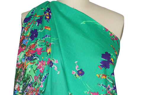 Double border floral handkerchief linen