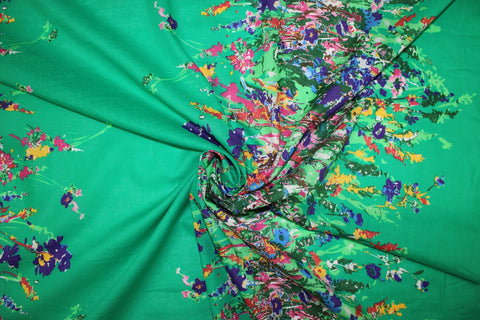 Double border floral handkerchief linen