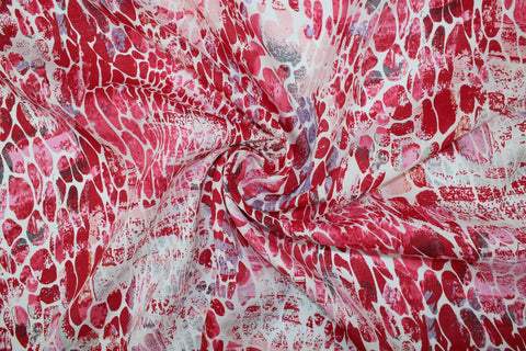 Italian handkerchief linen in red tones