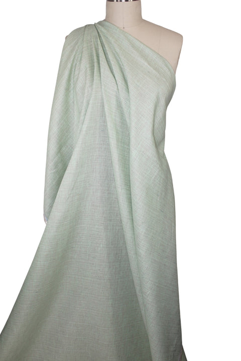 Textured Effect Selvage Handkerchief Linen - Heathered Green