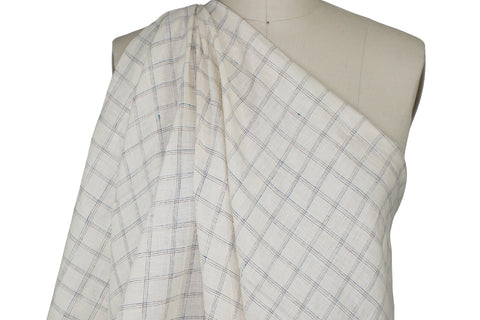 Windowpane Check Selvage Handkerchief Linen - Heathered Green