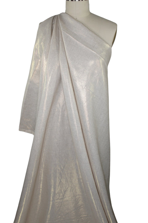Coated Dress-weight Linen - Gold on Oatmeal Gorgeous Fabrics Coated Dress-weight Linen - Gold on Oatmeal Gorgeous Fabrics