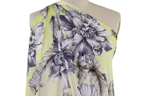 Bold Florals ITY Jersey - Grays on Yellow