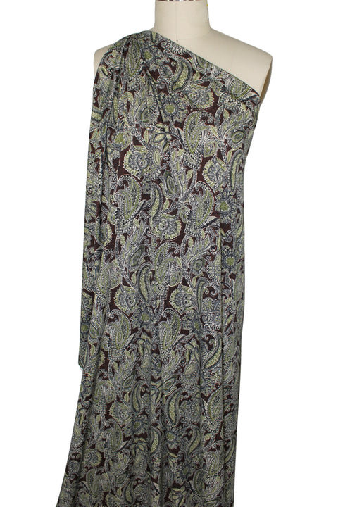 Floral/Paisley ITY Jersey - Olive/White/Brown Gorgeous Fabrics Floral/Paisley ITY Jersey - Olive/White/Brown Gorgeous Fabrics