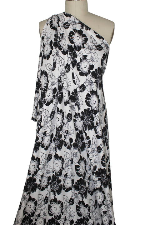 Floral print ITY jersey in black and white