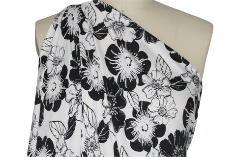 Floral print ITY jersey in black and white