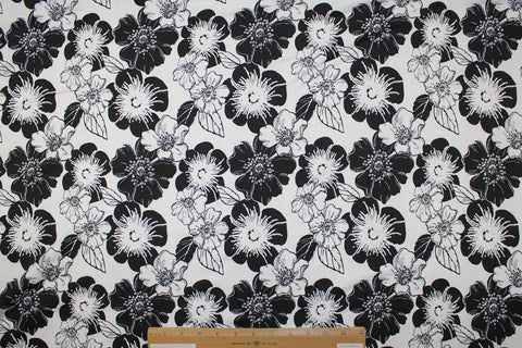 Floral print ITY jersey in black and white