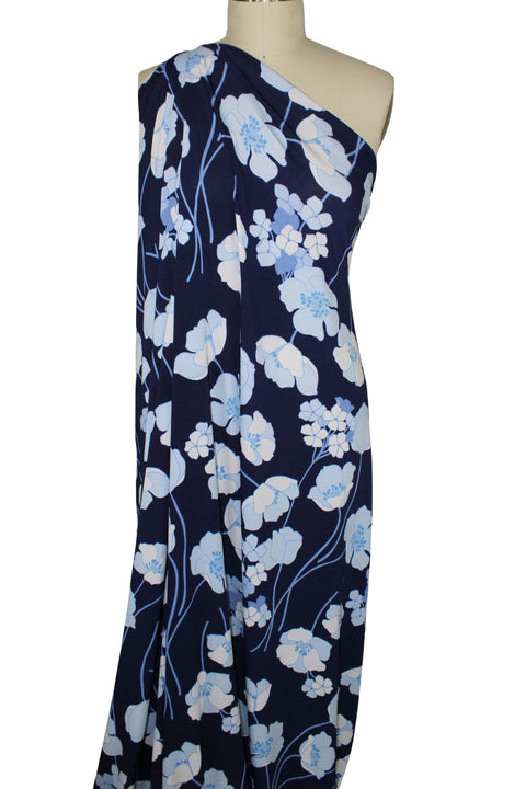 Floral crepe-finish ITY jersey