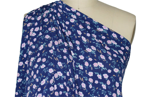 ITY jersey with small floral print in blues