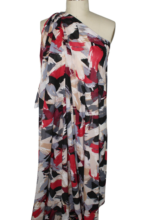 Red brushstroke print lightweight jersey