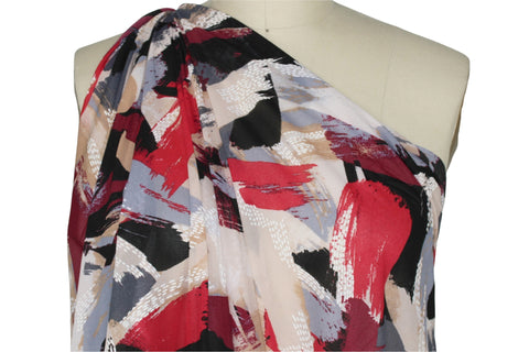Red brushstroke print lightweight jersey