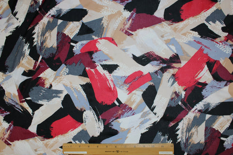 Red brushstroke print lightweight jersey