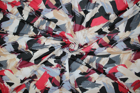 Red brushstroke print lightweight jersey