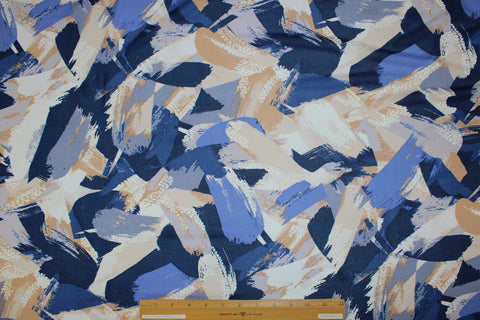 Blue brushstroke print lightweight jersey