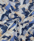 Blue brushstroke print lightweight jersey