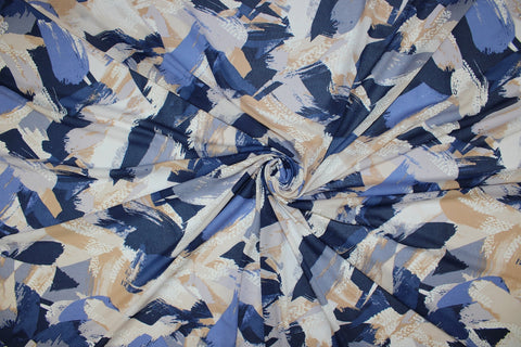 Blue brushstroke print lightweight jersey