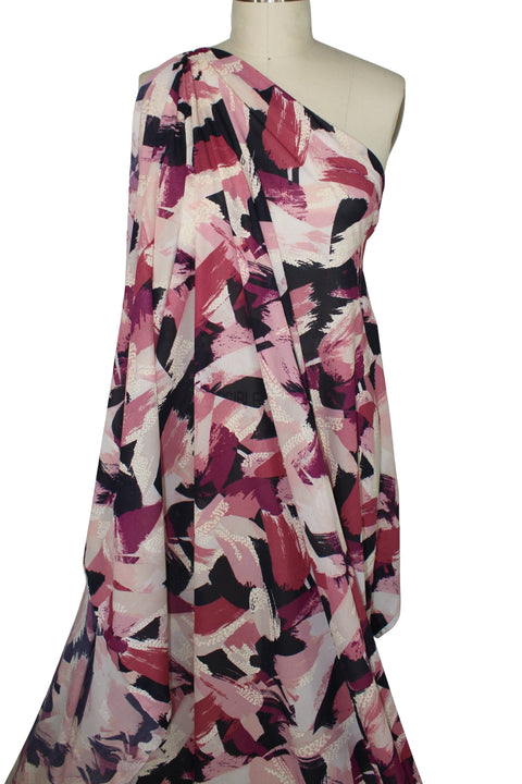 Magenta/Purple brushstroke print lightweight jersey