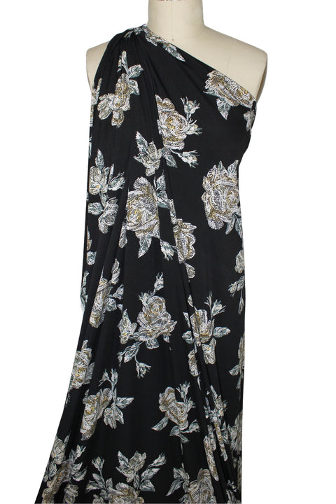 Floral print textured ITY jersey