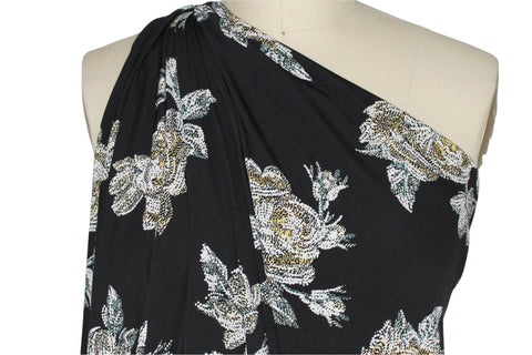 Floral print textured ITY jersey