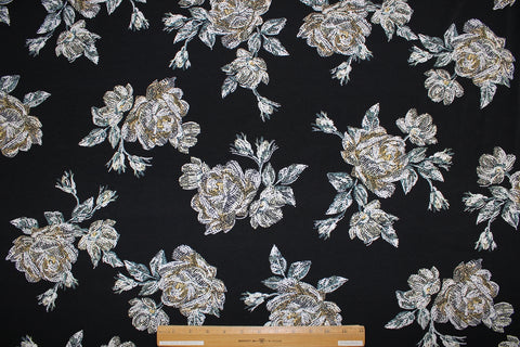 Floral print textured ITY jersey