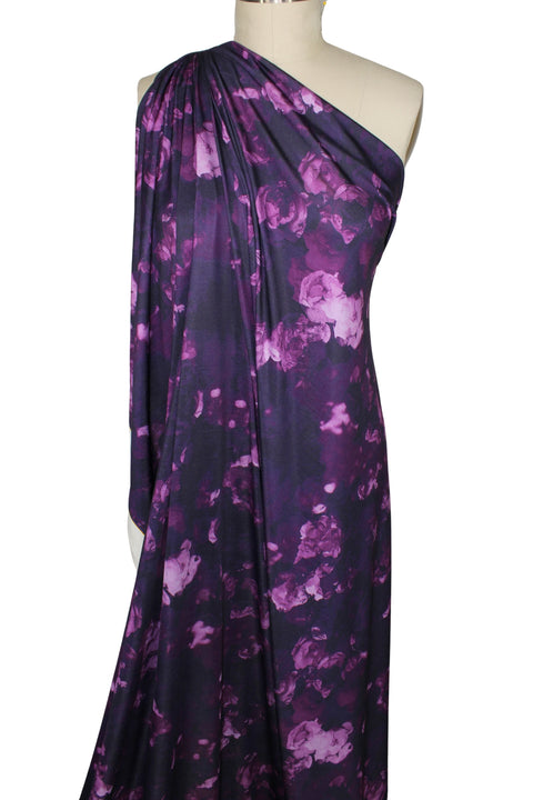 Digital print floral jersey in purples