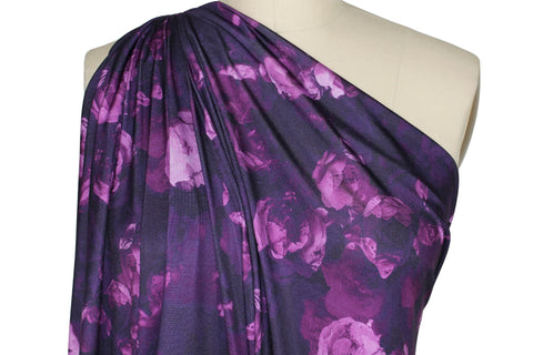 Digital print floral jersey in purples