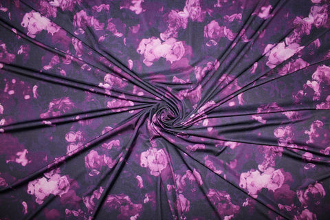 Digital print floral jersey in purples