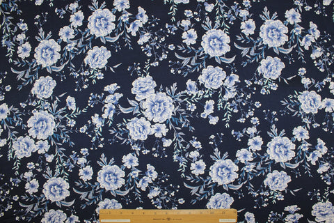 Textured Floral ITY Jersey - Blues