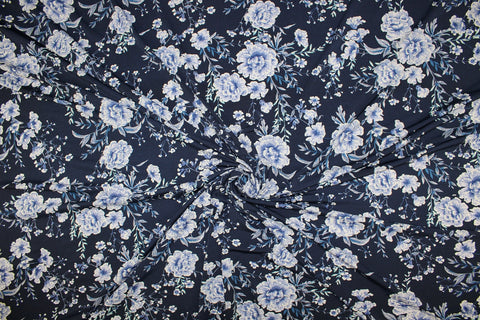 Textured Floral ITY Jersey - Blues