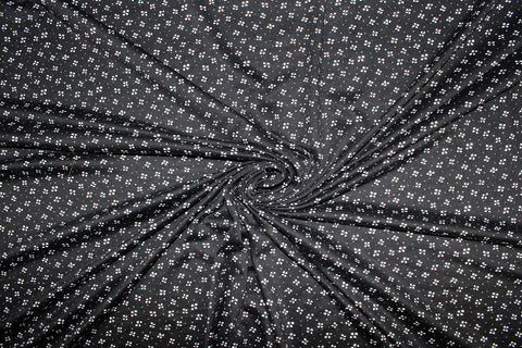 Tiny floral print jersey in black and white