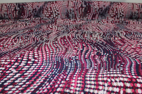 Almost 1 1/4 yards of Wave Tank ITY Jersey - Reds/Blues/Taupe