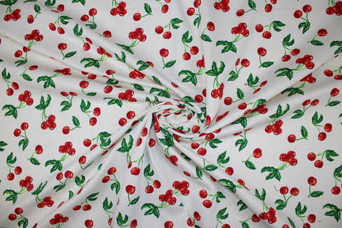 Cherry print cotton piqué