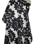 Black and white daisy print cotton piqué