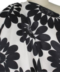 Black and white daisy print cotton piqué