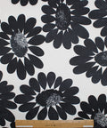 Black and white daisy print cotton piqué