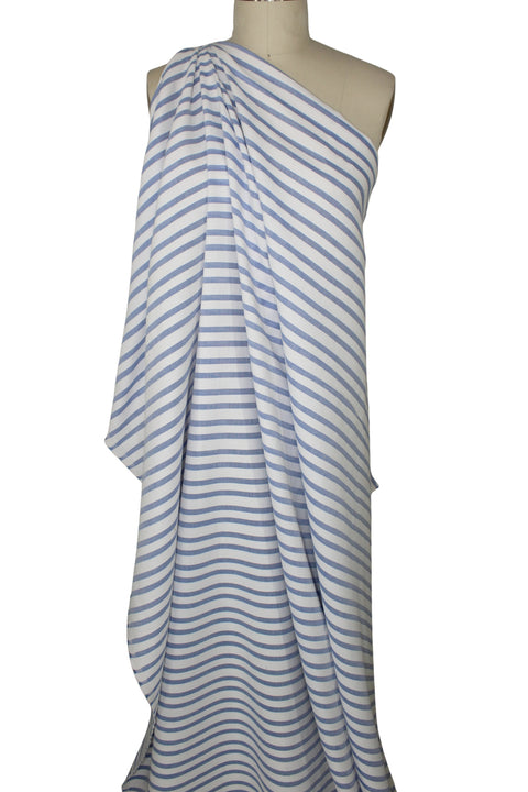 Italian Striped Cotton Piqué - Blue/White