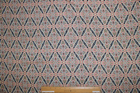 Paisley rayon challis fabric with ruler