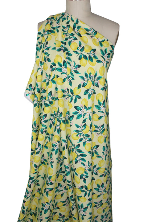 Lemon print rayon broadcloth fabric