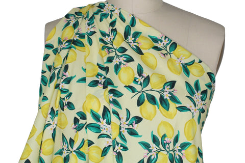 Lemon print rayon broadcloth fabric