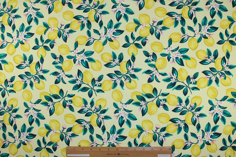 Lemon print rayon broadcloth fabric