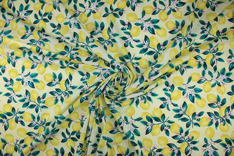 Lemon print rayon broadcloth fabric